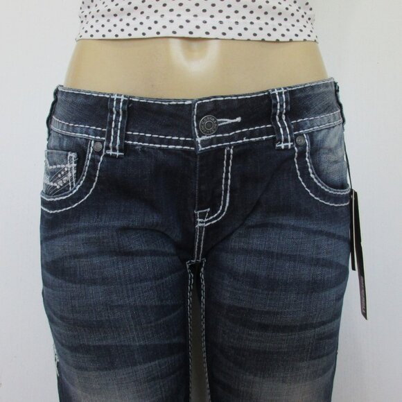 New ROCK & ROLL Cowgirl Jeans Size 30x32 Embellished Boot Cut Denim - Picture 3 of 14